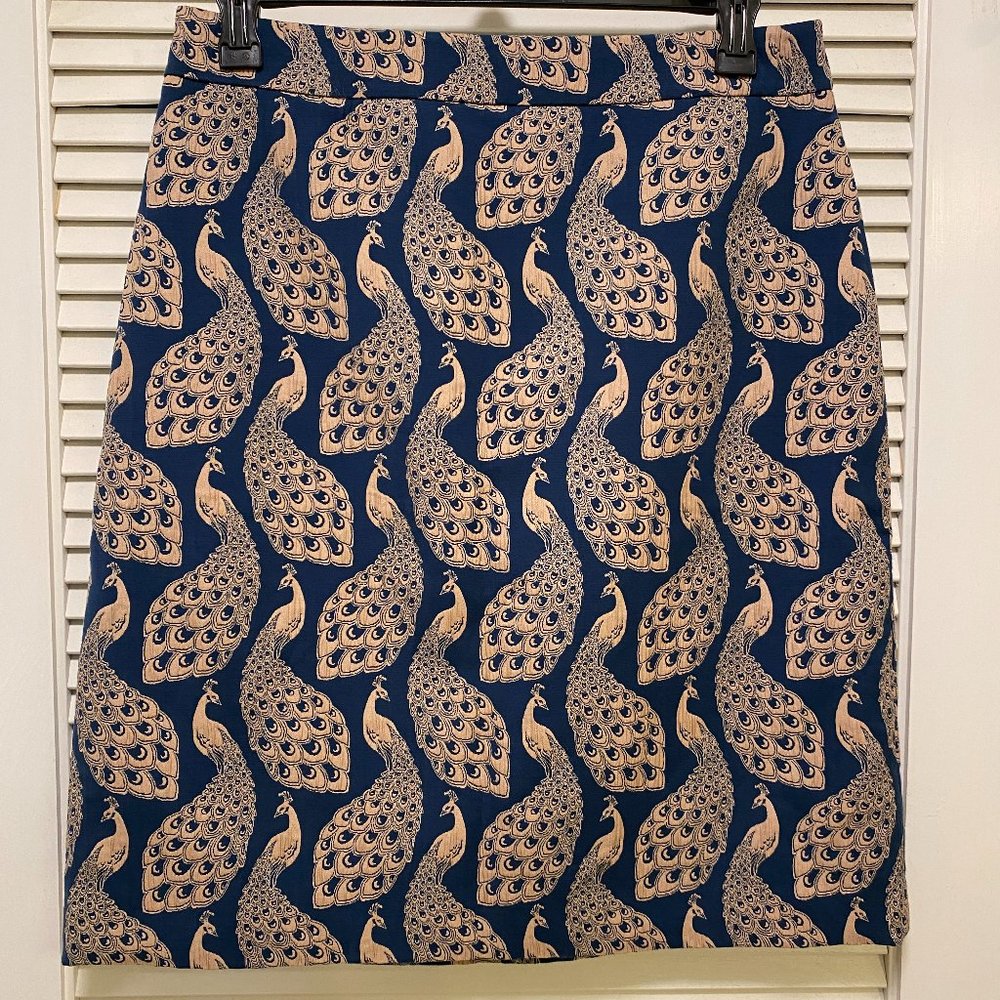 NWOT Blue Ann Taylor Peacock Brocade Pencil Skirt